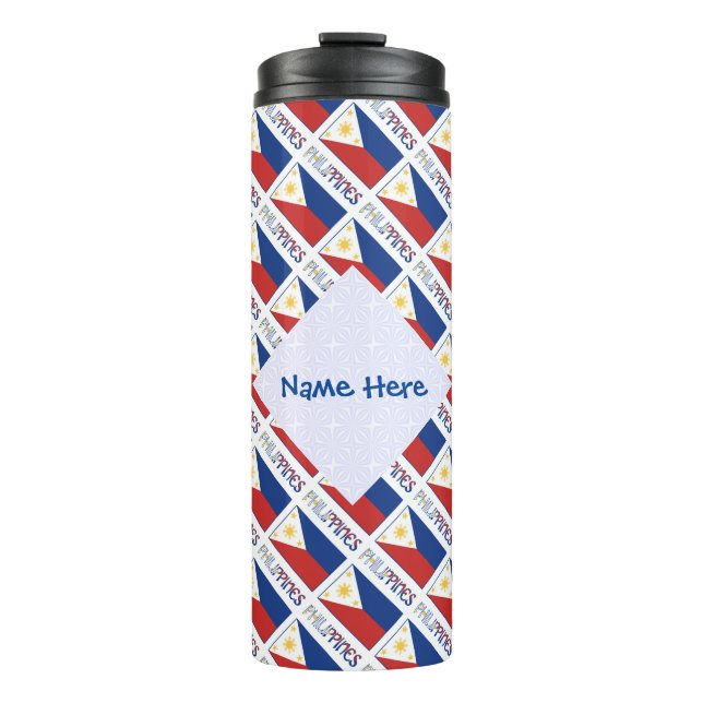 Philippines Tiled Flag Personalized Thermal Tumbler (Front)