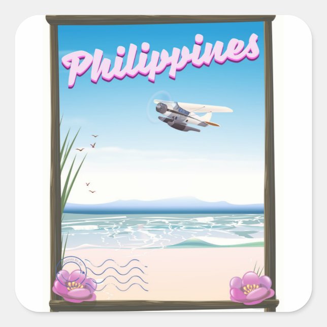 Philippines Travel poster Square Sticker (Front)