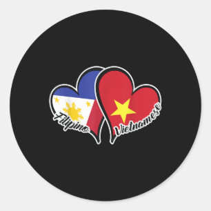 Philippines Vietnam Flag Heart Half Filipino Half Classic Round Sticker