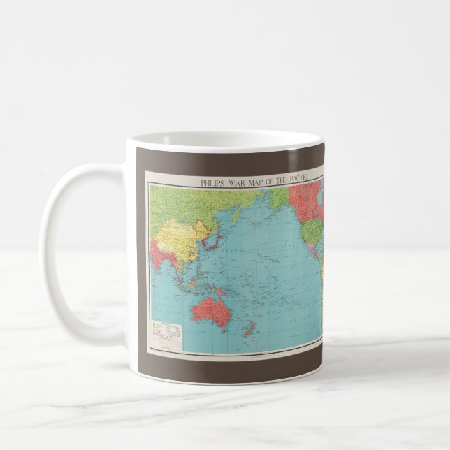 Philips' War Map of the Pacific, 1945 Coffee Mug (Left)
