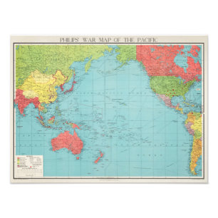 Philips' War Map of the Pacific, 1945 Photo Print