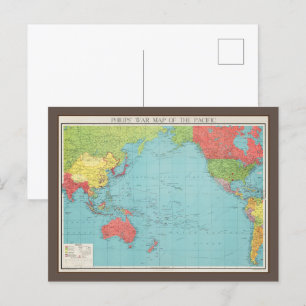 Philips' War Map of the Pacific, 1945 Postcard
