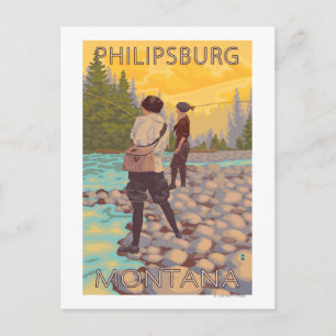 Philipsburg, MontanaWomen Fly Fishing Postcard