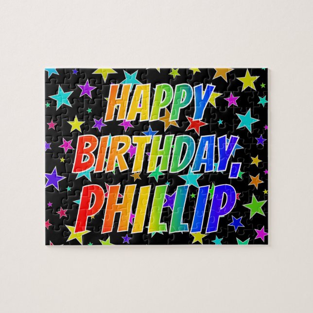 "PHILLIP" First Name, Fun "HAPPY BIRTHDAY" Jigsaw Puzzle (Horizontal)