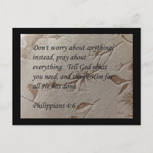 Phillipians 4:6 carte postale de scripture