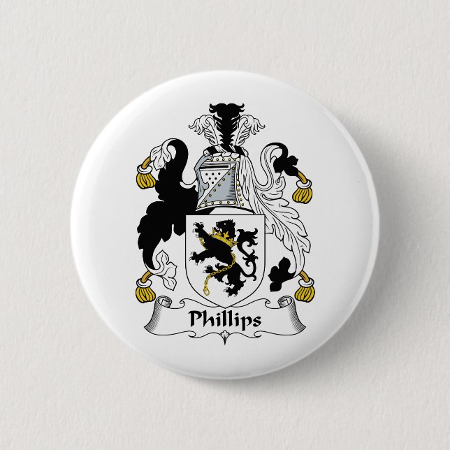 Phillips Family Crest 2 Inch Round Button (Front)