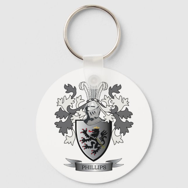 Phillips Family Crest Coat of Arms Keychain (Front)