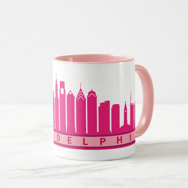Philly 2019 Skyline Mug in Pink (Front Right)