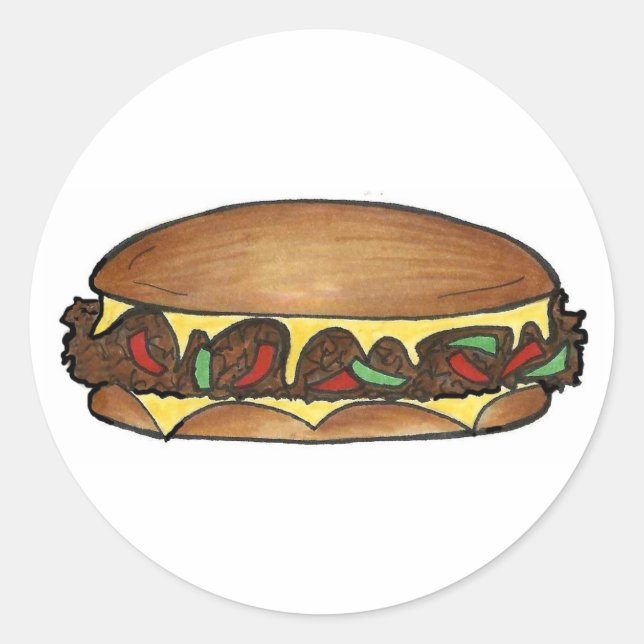 Philly Cheesesteak Steak Sandwich Philadelphia PA Classic Round Sticker (Front)