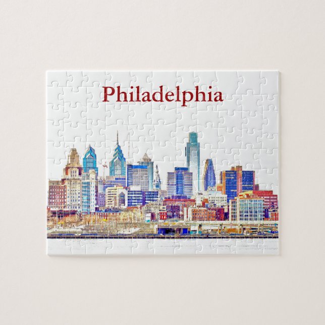 Philly Colour Sketch Skyline Puzzle (Horizontal)
