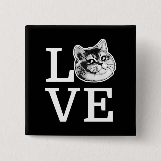 Philly Love Cat 2 Inch Square Button (Front)