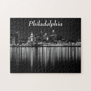 Philly night b/w jigsaw puzzle