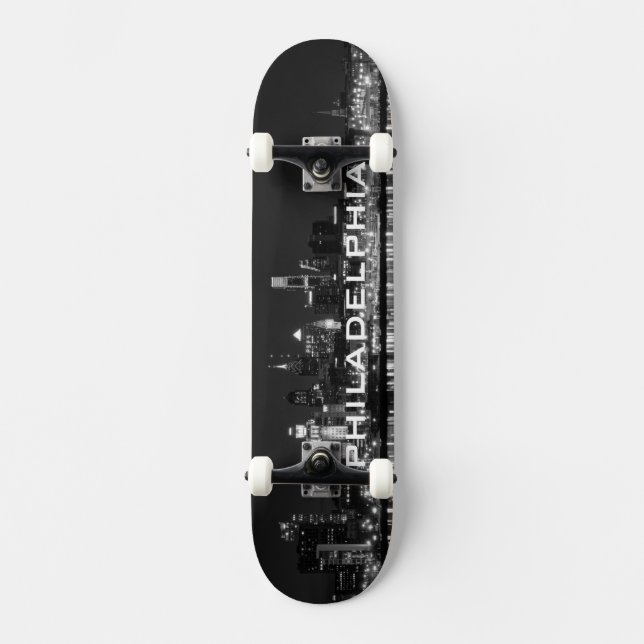 Philly night b/w skateboard (Front)