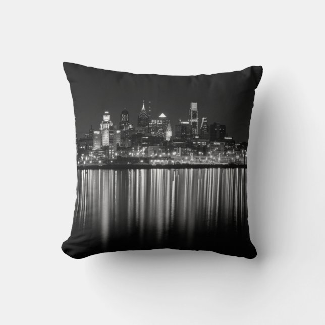 Philly night b/w throw pillow (Front)