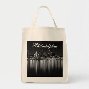 Philly night b/w tote bag