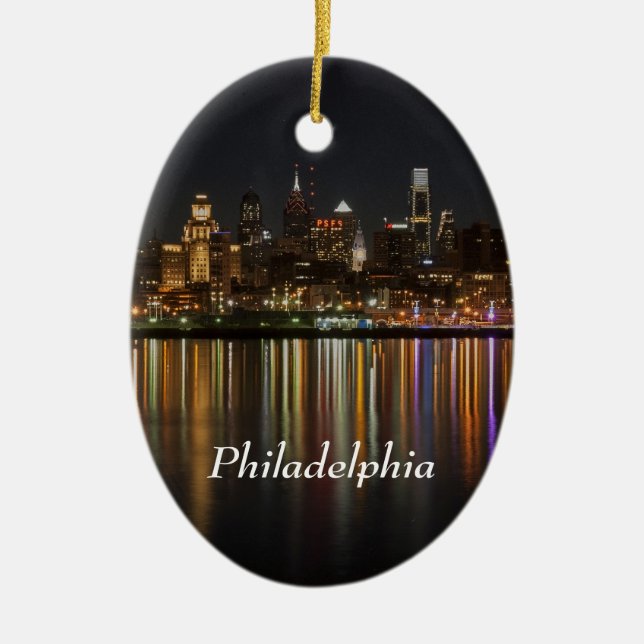 Philly night ceramic ornament (Front)