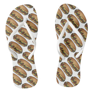 Philly PA Cheesesteak Cheese Steak Sandwich Print Flip Flops
