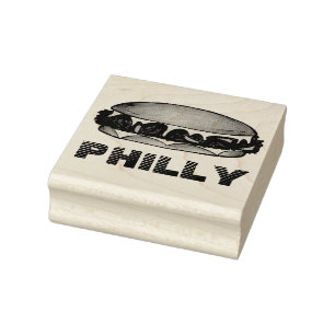 Philly PA Philadelphia Cheese Steak Sandwich Food Rubber Stamp