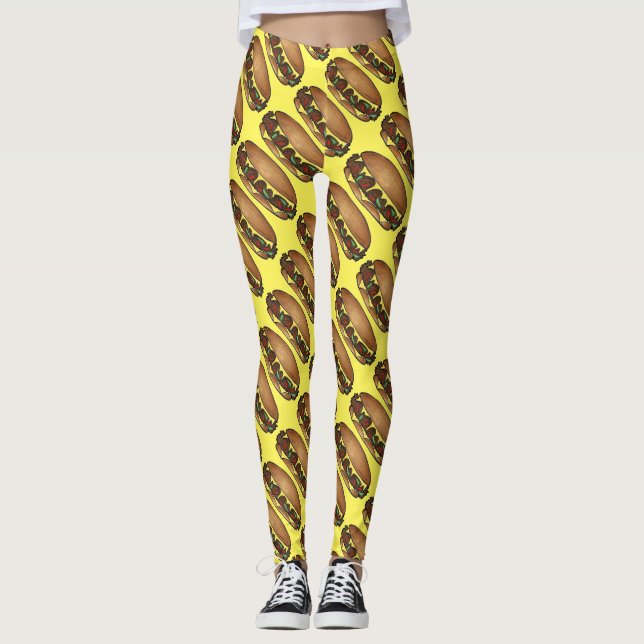 Philly Philadelphia Cheese Steak Cheesesteak Food Leggings (Front)
