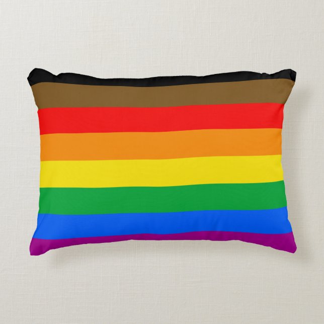 Philly Rainbow Pride Flag Accent Pillow (Front)