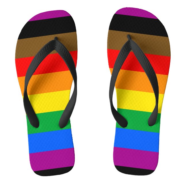 Philly Rainbow Pride Flag Flip Flops (Footbed)