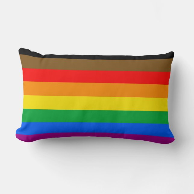 Philly Rainbow Pride Flag Lumbar Pillow (Front)