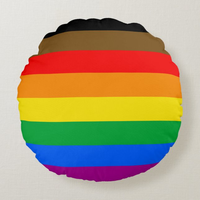 Philly Rainbow Pride Flag Round Pillow (Front)