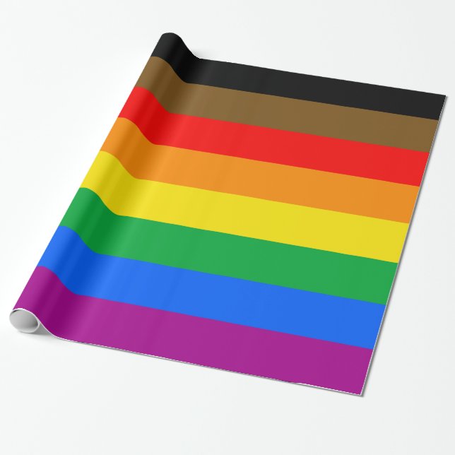 Philly Rainbow Pride Flag Wrapping Paper (Unrolled)