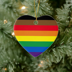 Philly rainbow pride gay flag heart Christmas Ceramic Ornament