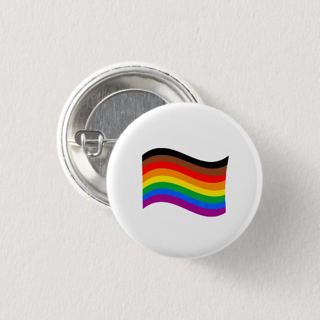 Philly Rainbow Pride Waving Flag 1 Inch Round Button (Front & Back)