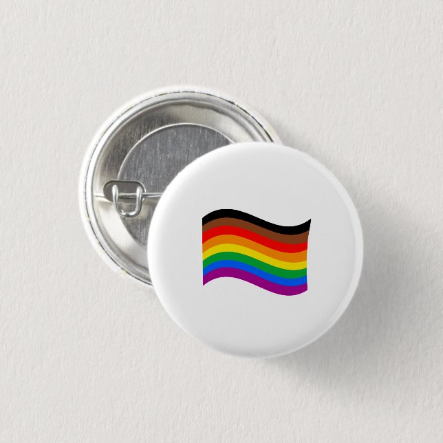 Philly Rainbow Pride Waving Flag 1 Inch Round Button (Front & Back)