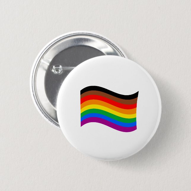 Philly Rainbow Pride Waving Flag 2 Inch Round Button (Front & Back)