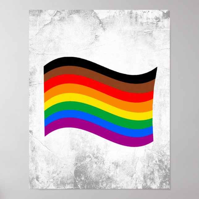 Philly Rainbow Pride Waving Flag Poster (Front)
