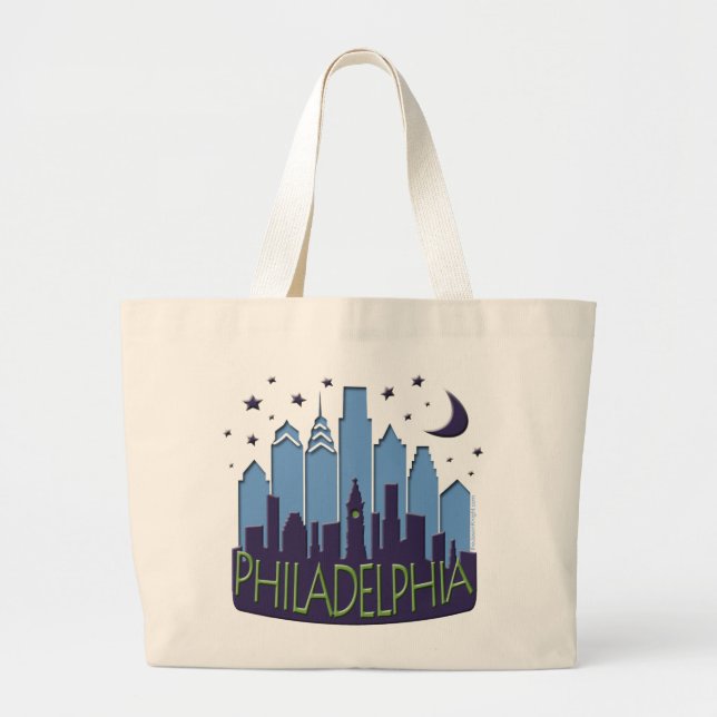Philly Skyline mega cool Large Tote Bag (Front)