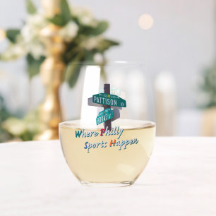 Philly Sports Happen Broad and Pattison T-Shirt Stemless Wine Glass