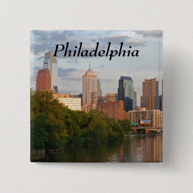 Philly summer 2 inch square button (Front)