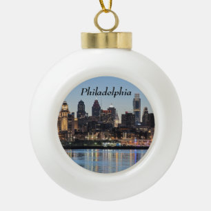 Philly sunset ceramic ball christmas ornament
