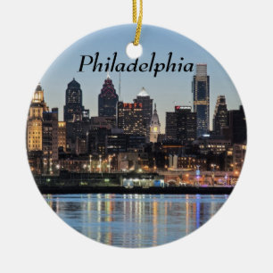 Philly sunset ceramic ornament
