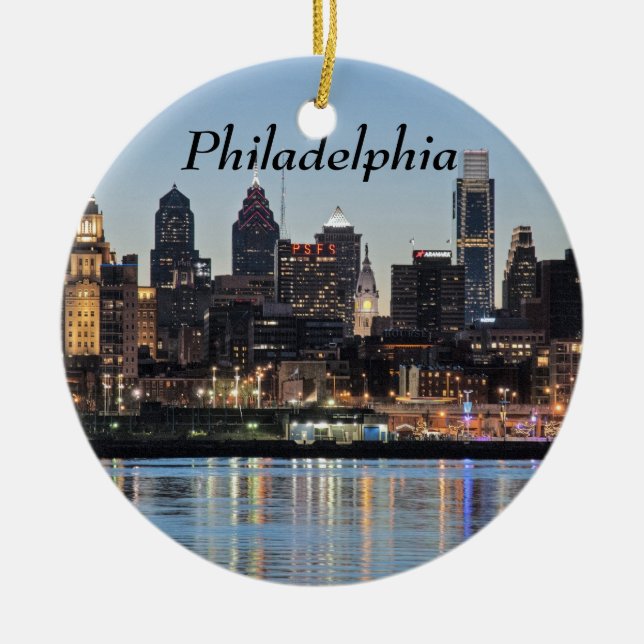 Philly sunset ceramic ornament (Front)