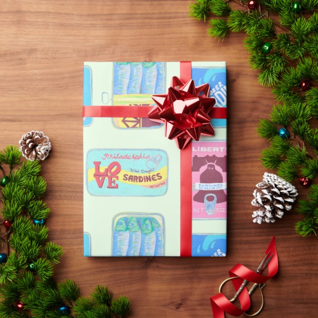 Philly Wrapping Paper - Philadelphia Gift Tin Fish (Holiday Gift)