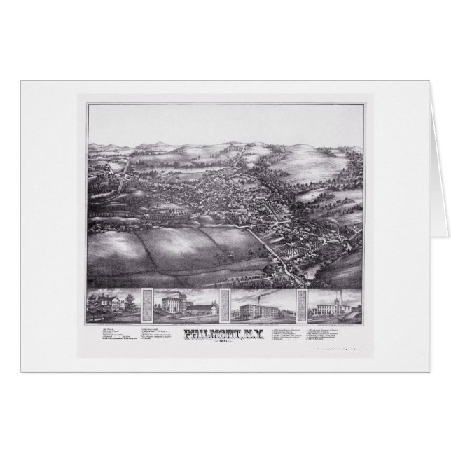 Philmont, carte panoramique de NY - 1881 (Devant horizontal)