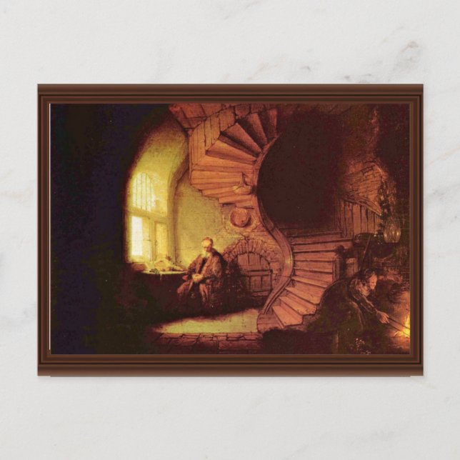 Philosopher In Meditation. By Rembrandt Van Rijn Postcard (Front)