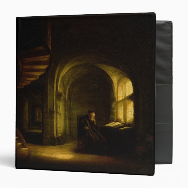 Philosopher with an Open Book, 1625-7 (oil on pane Binder (Front/Inside)