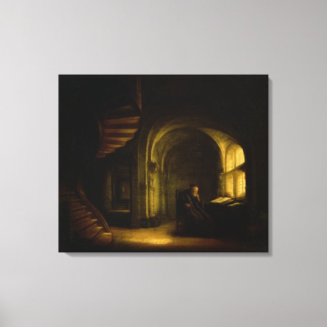 Philosopher with an Open Book, 1625-7 (oil on pane Canvas Print (Front)