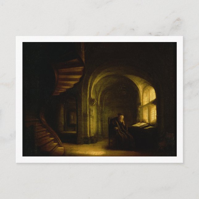 Philosopher with an Open Book, 1625-7 (oil on pane Postcard (Front)