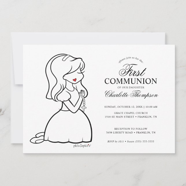 Philosophies First Communion - Girl Invitation (Front)