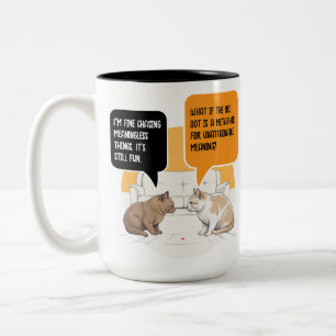 Philosophy Cat Red Dot Humor Two-Tone Coffee Mug
