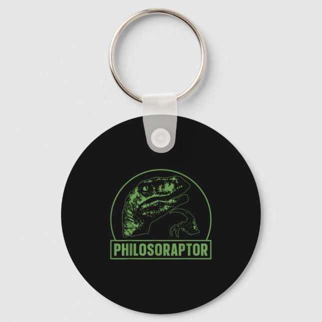 Philosoraptor Funny Philosophy Meme Velociraptor D Keychain (Front)