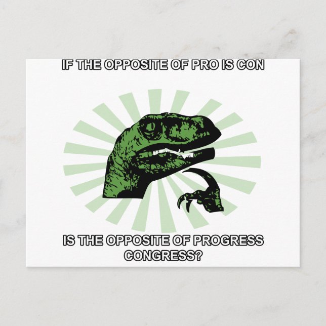 Philosoraptor Progress and Congress Postcard (Front)