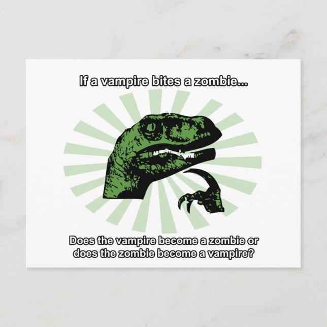 Philosoraptor Vampires and Zombies Postcard (Front)